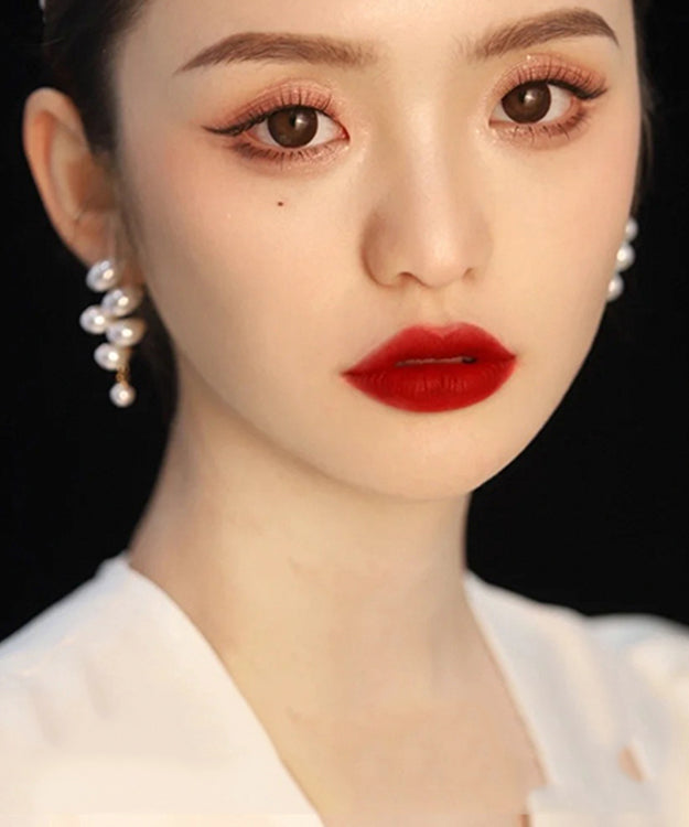 White Alloy Pearl Stud Earrings Ly1784