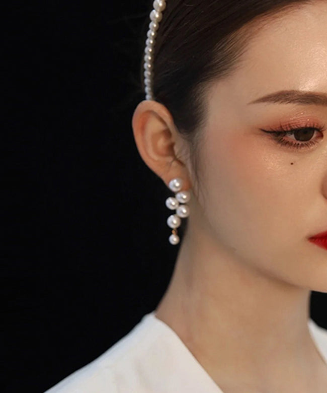 White Alloy Pearl Stud Earrings Ly1784