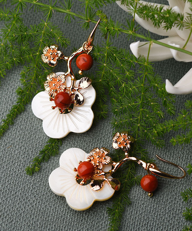 White the Sunflowers Metal Drop Earrings