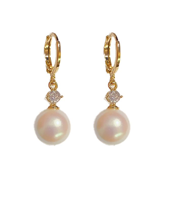 Vogue Gold Copper Overgild Zircon Pearl Drop Earrings Kx1037