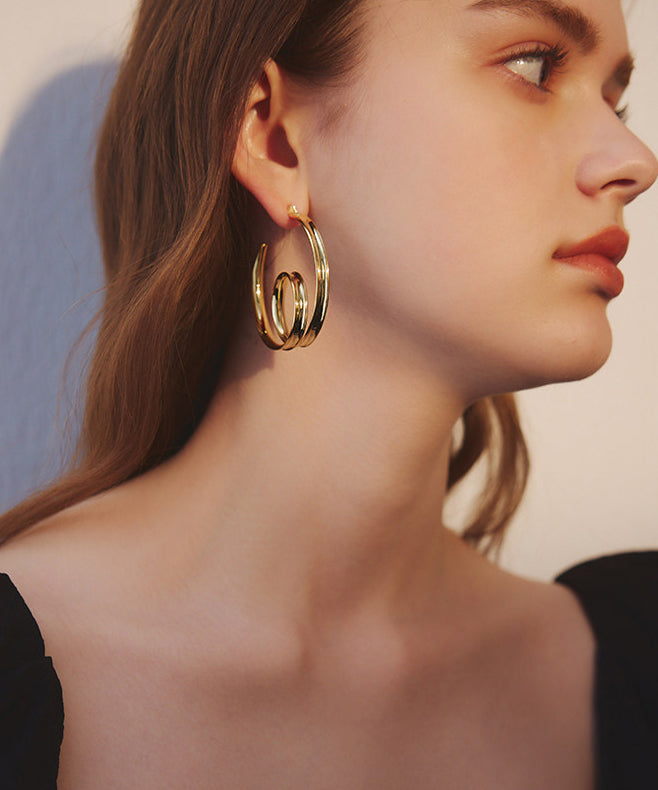 Golden Original Design Metal Hoop Earrings