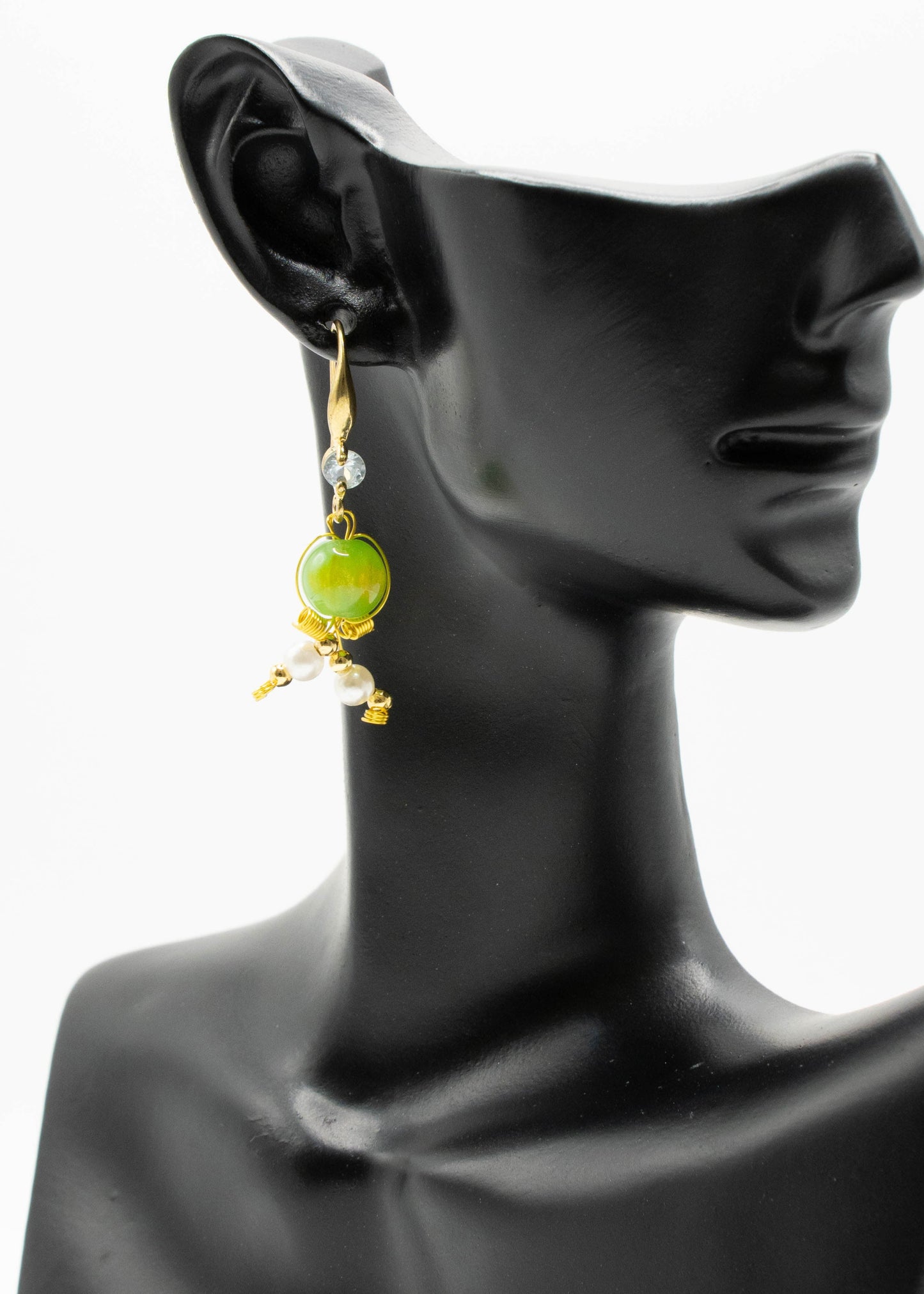 Grass Green Fine Crystal Original Design Drop Earrings
