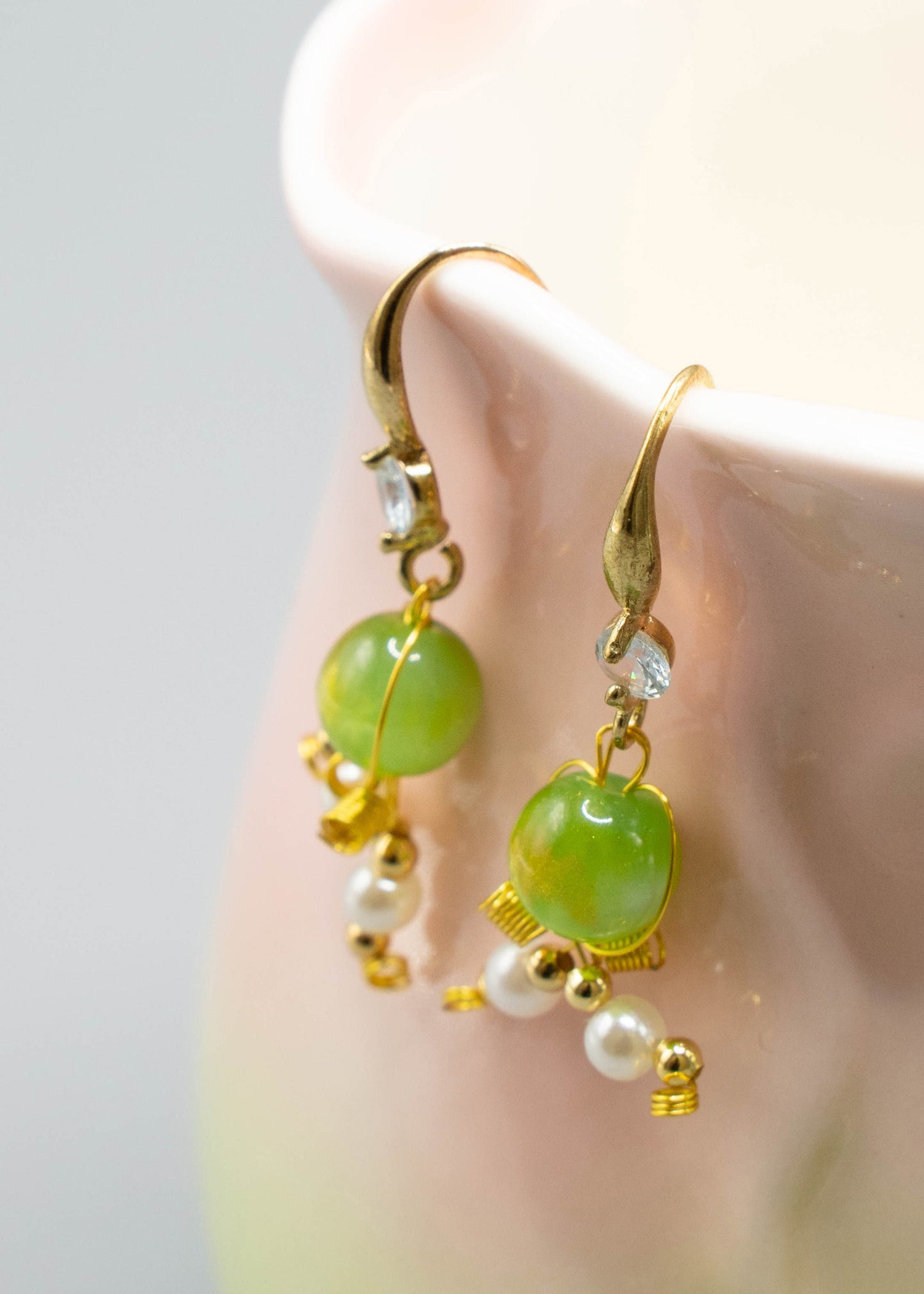 Grass Green Fine Crystal Original Design Drop Earrings