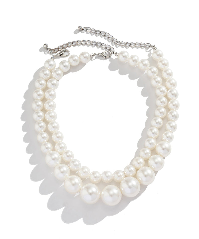 White Double Layered Pearl Detachable Collar Necklace
