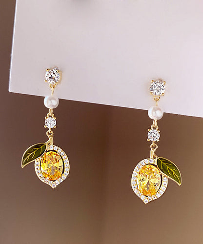 Zircon Silver Overgild Stud Earrings