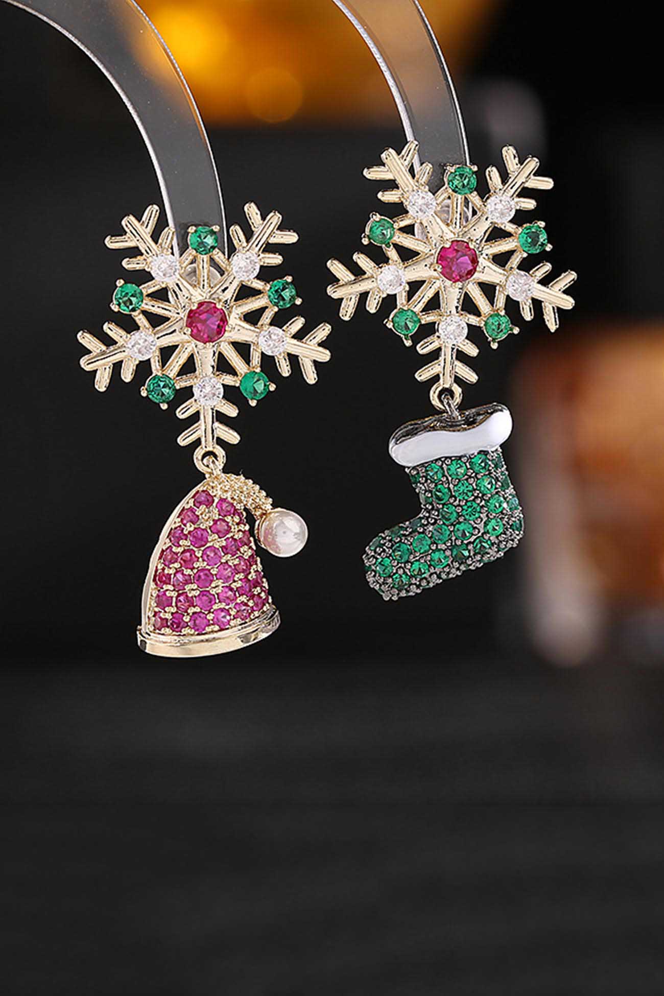 Zircon Snowflake Hat Boots Earrings
