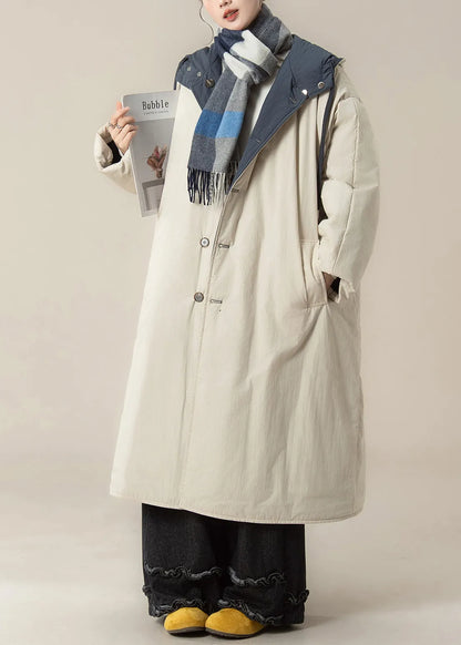 Japanese Style Wear on Both Sides Hooded Cotton Filled Coat Winter
