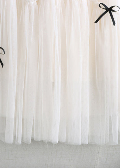 Organic Apricot Elastic Waist Tulle a Line Skirts Fall