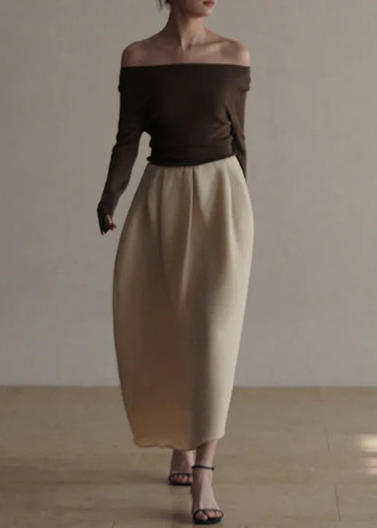 Classy Apricot Exra Large Hem Cotton Skirts Spring