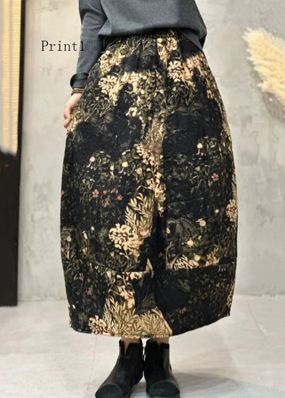 Print Elastic Waist Fine Cotton Filled Skirts Summer