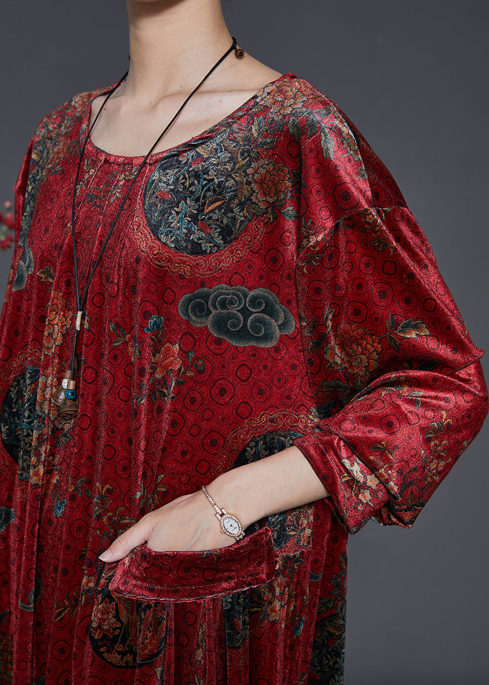 Mulberry Oversized Print Silk Velour Dress Fall