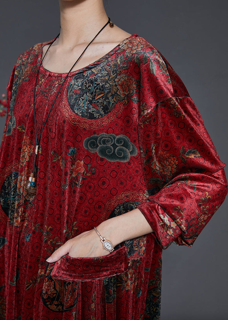Mulberry Oversized Print Silk Velour Dress Fall