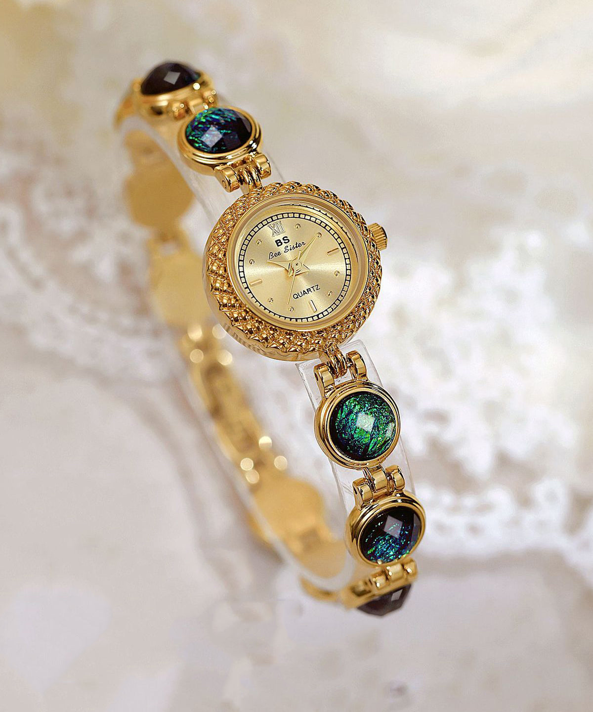 Blue Metal Hardlex Crystal Quartz Movement Watches