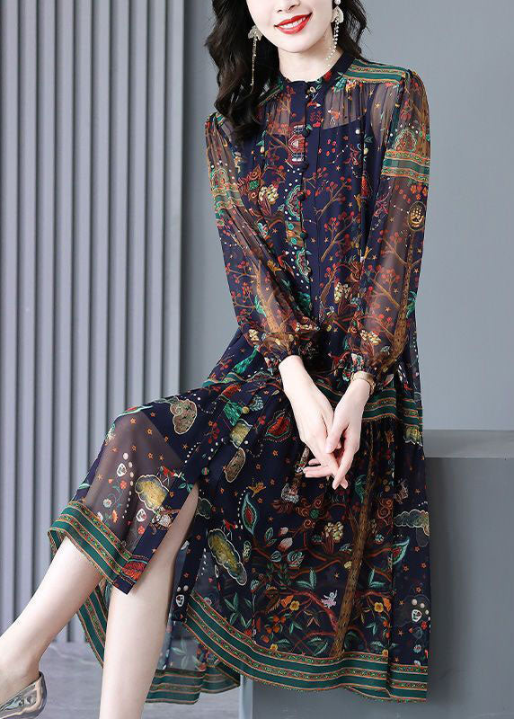 Oversized Print Chiffon Holiday Dress Two Piece Set Clothing Spring