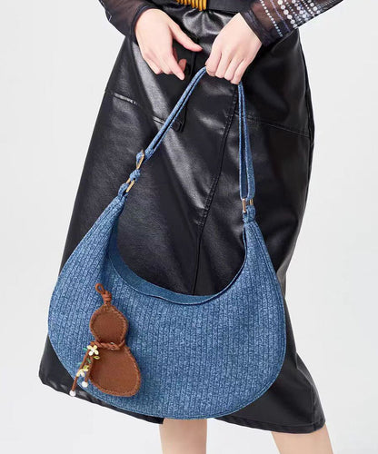 Retro Denim Blue Durable Pendant Cotton Hobo Bag