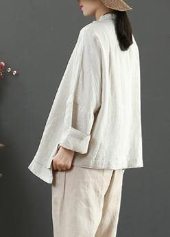 Art Nude Clothes for Stand Collar Pockets Knee Spring Blouse