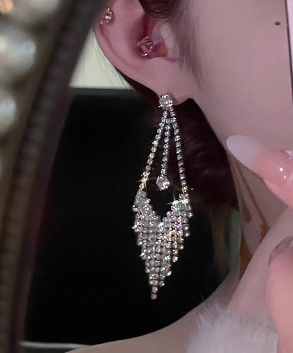 Fine Silk Copper Overgild Zircon Tassel Drop Earrings