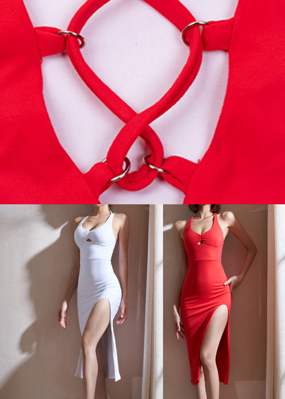 White Side Open Maxi Yoga Dress