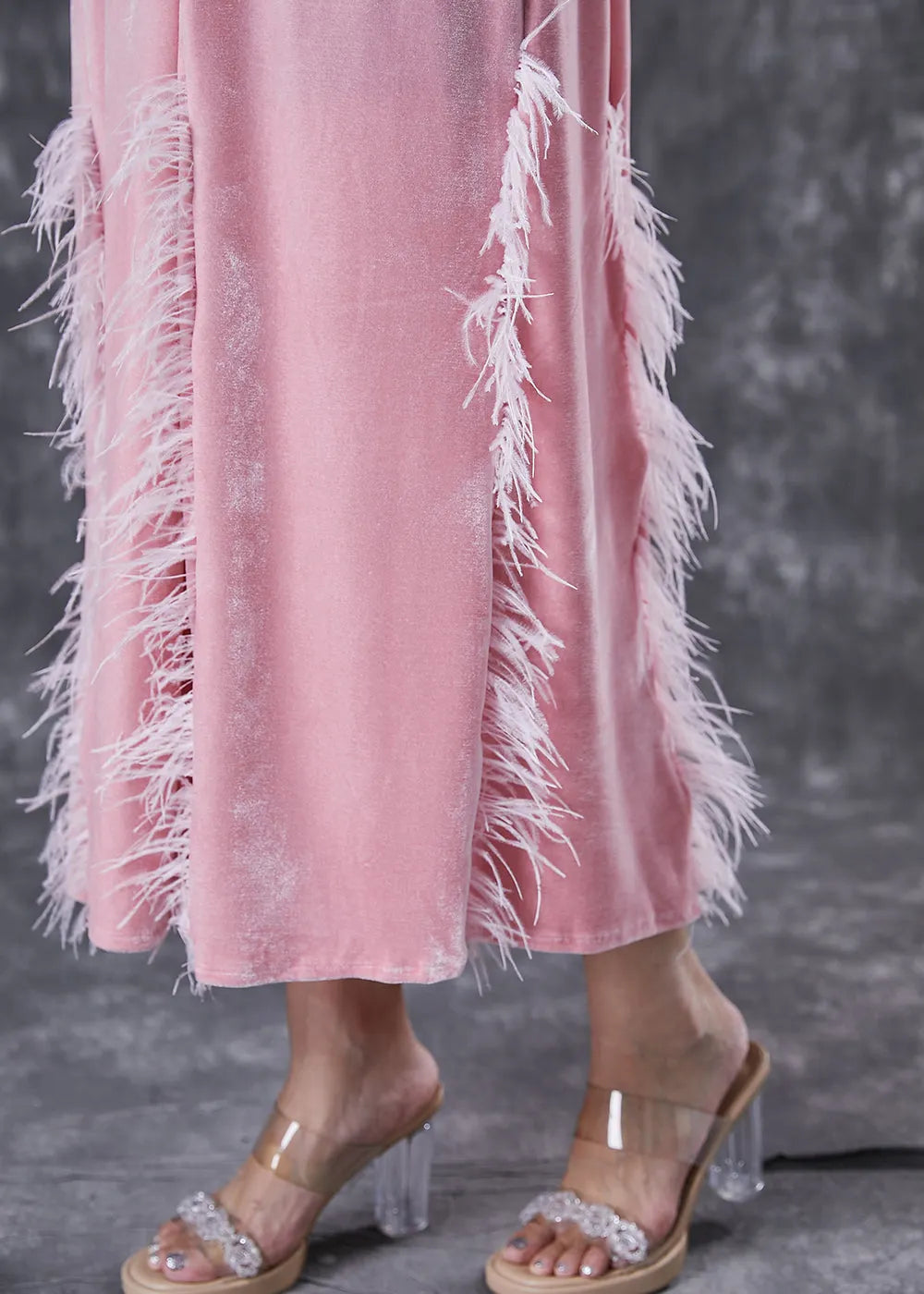 Diy Pink Tasseled Silk Velour Vacation Dresses Fall