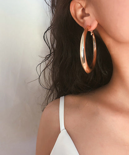 Oversize Gold Metal Alloy Oval Hoop Earrings