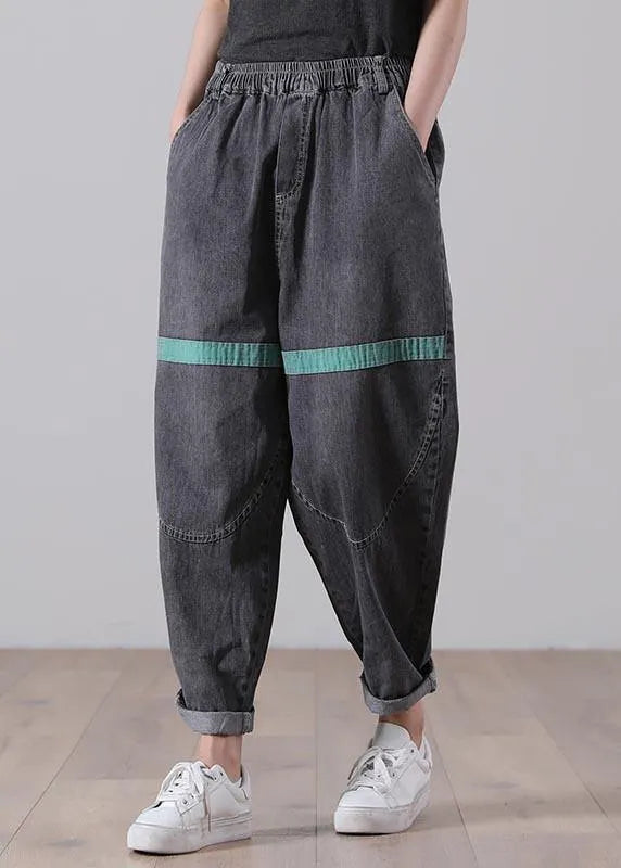 Black Patchwork Jeans Summer Cotton