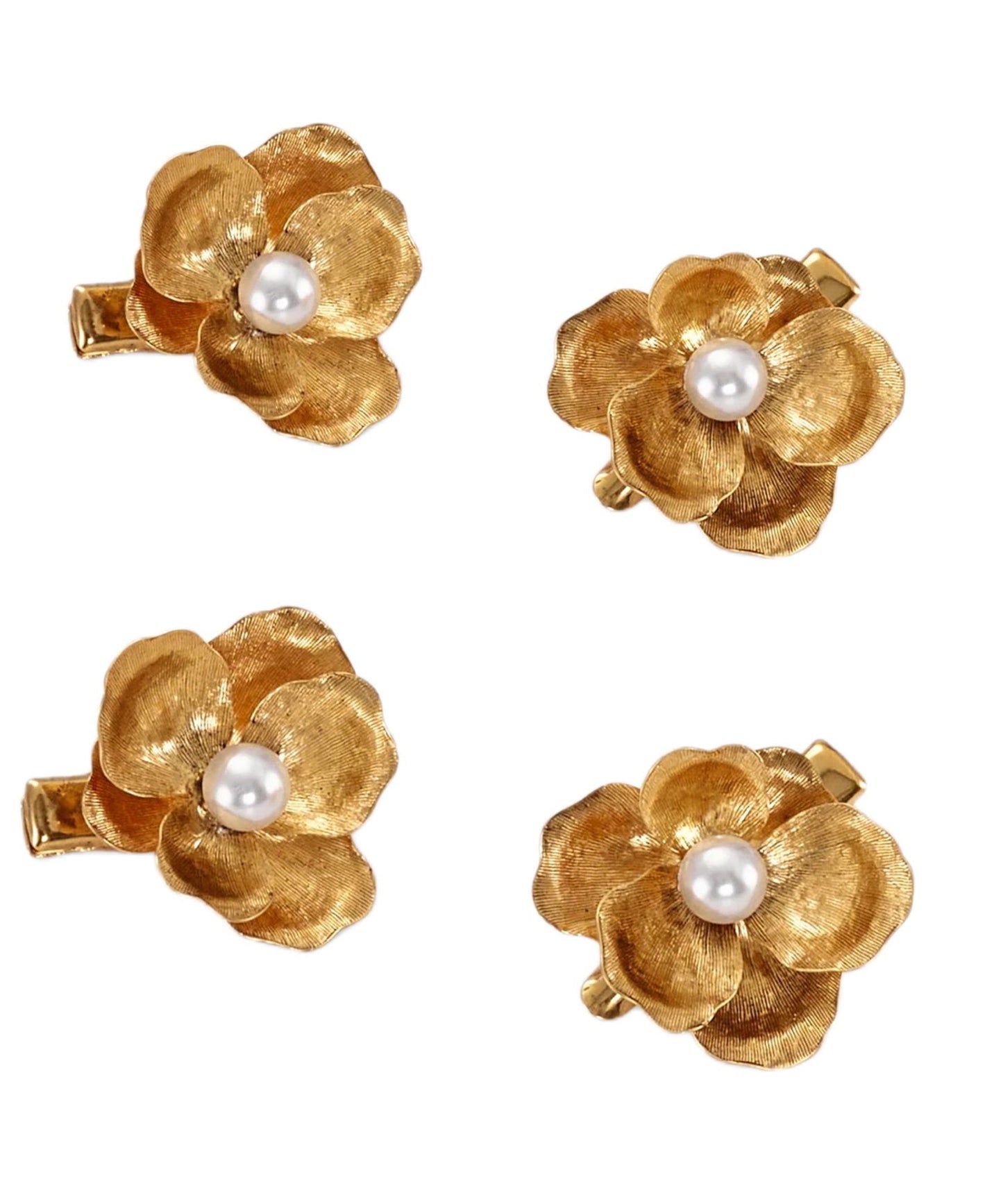 Yellow Alloy Pearl Four Sets Hairpin