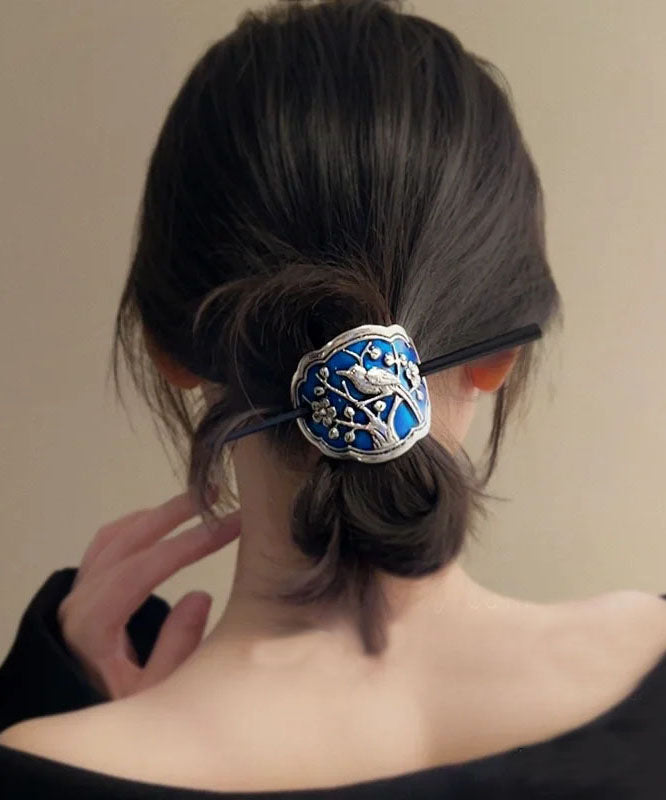 Magpie Sterling Silver Cloisonne Enamel Hairpin