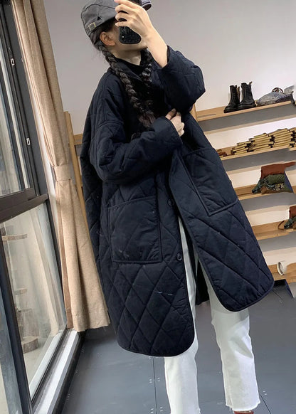 Italian Black Oversized Cozy Fine Cotton Filled Witner Coats