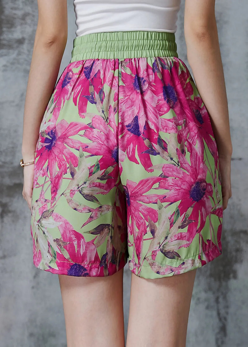 Modern Purple Elastic Waist Cotton Shorts Summer