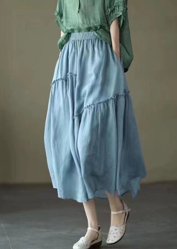 Purple Elastic Waist Asymmetrical a Line Skirts Spring