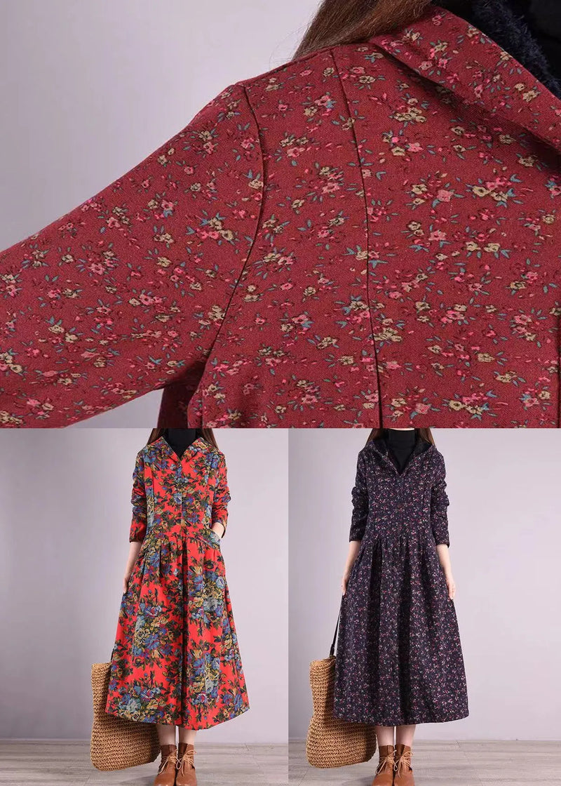 Pockets Patchwork Warm Fleece Hooded Coat Winter