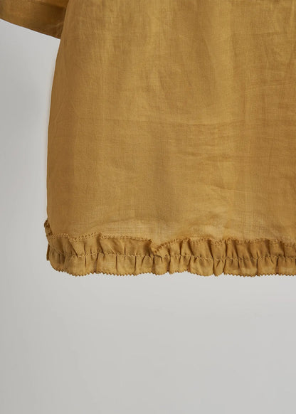 Yellow Ruffled Print Chiffoncotton Two Pieces Set Summer