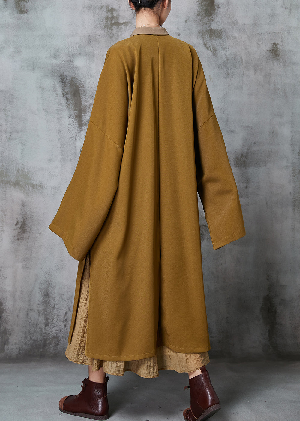 Unique Khaki Oversized Side Open Cotton Two Piece Set Clothing Spring