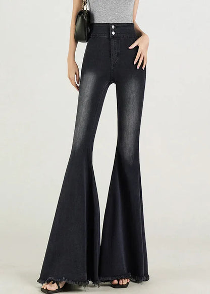 Original Design Light Blue High Waist Denim Flared Trousers Fall