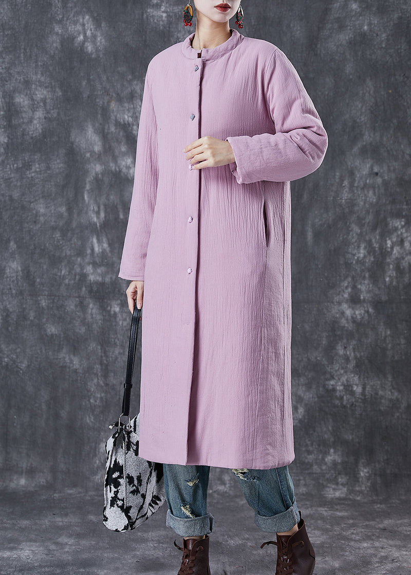 Purple Pockets Thick Fine Cotton Filled Long Coats Winter