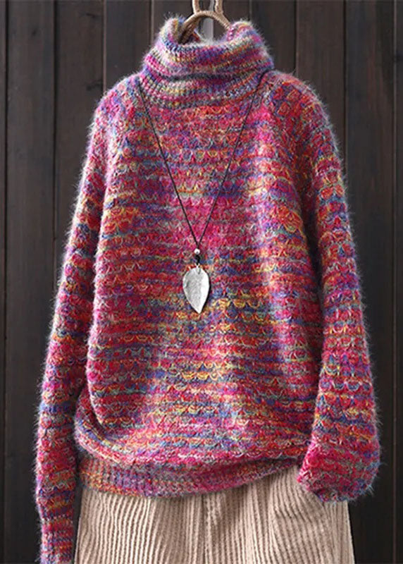 Red Turtleneck Fall Knit Sweaters