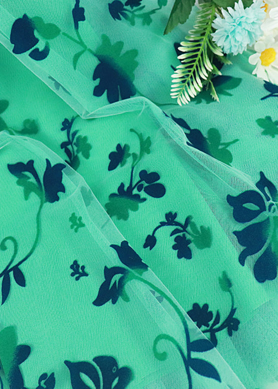 Organic Green Elastic Waist Tulle a Line Skirt Spring