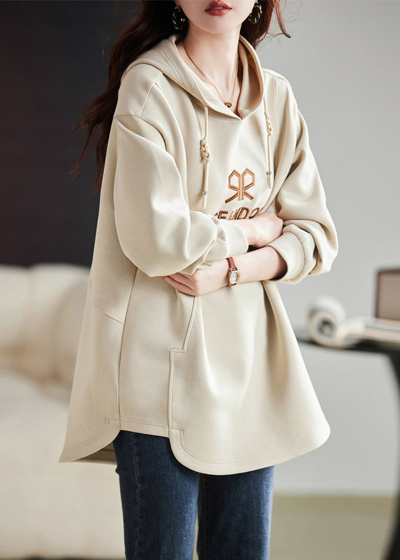 Apricot Embroideried Cotton Sweatshirts Top Spring