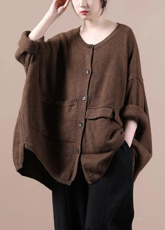 Yellow Asymmetrical Design Pockets Knit Coat