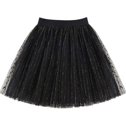 Black a Line Tulle Sequins Skirts Summer