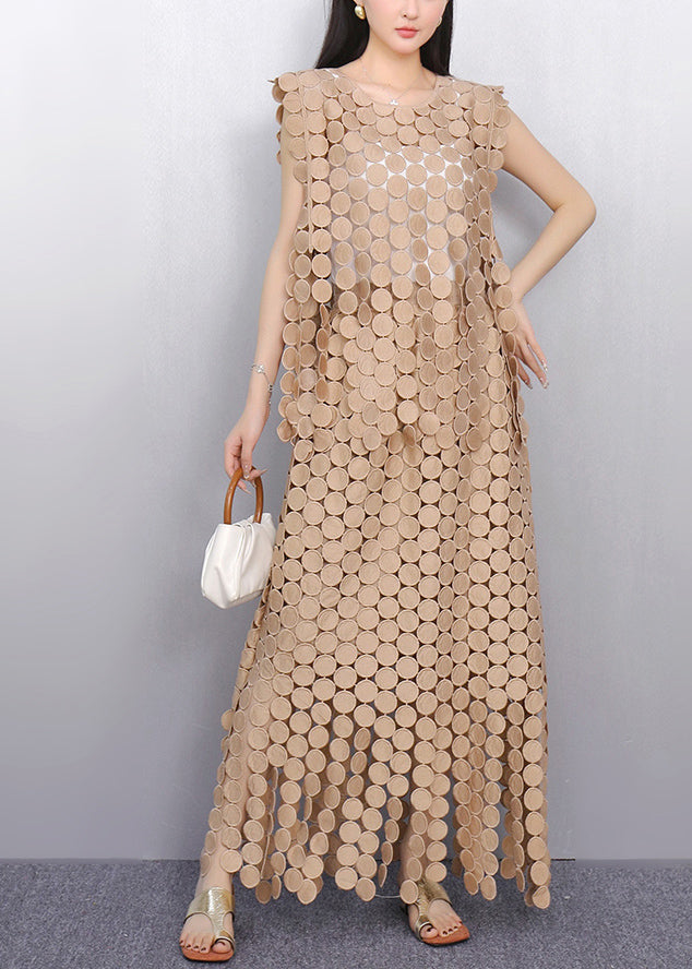 Champagne Hollow Out Lace Two Pieces Set Summer