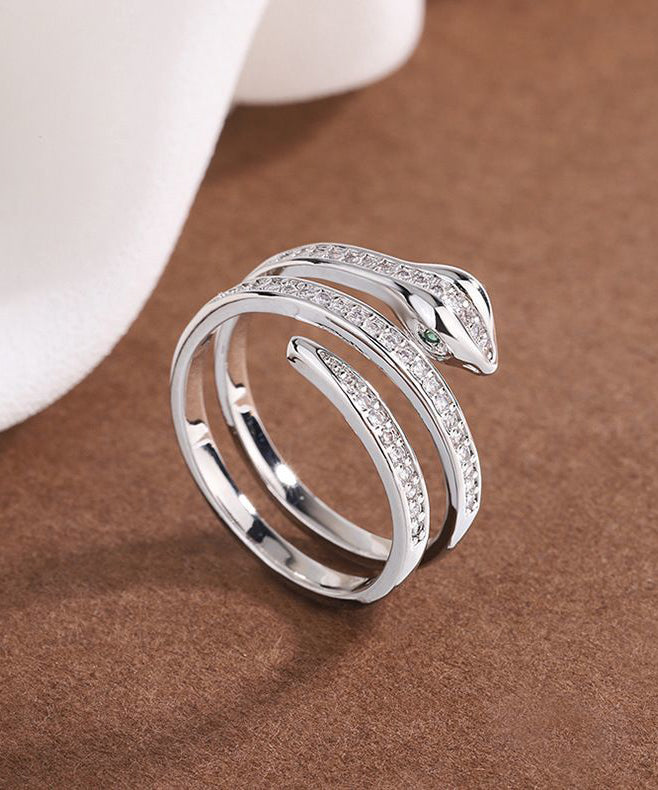 Alloy Zircon S-shaped Rings Two-piece Set