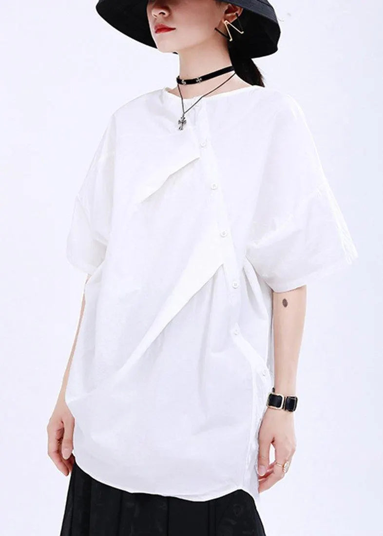 White Cinched Cotton Top Summer