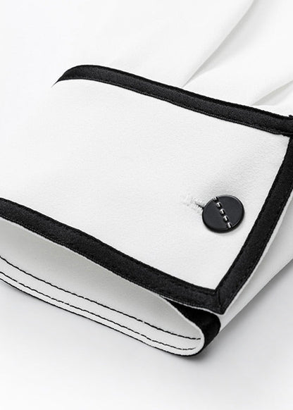 Italian White Peter Pan Collar Patchwork Button Shirts Fall