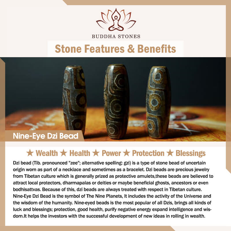 Buddha Stones Nine-eye Dzi Bead Red Agate Wealth Health Necklace