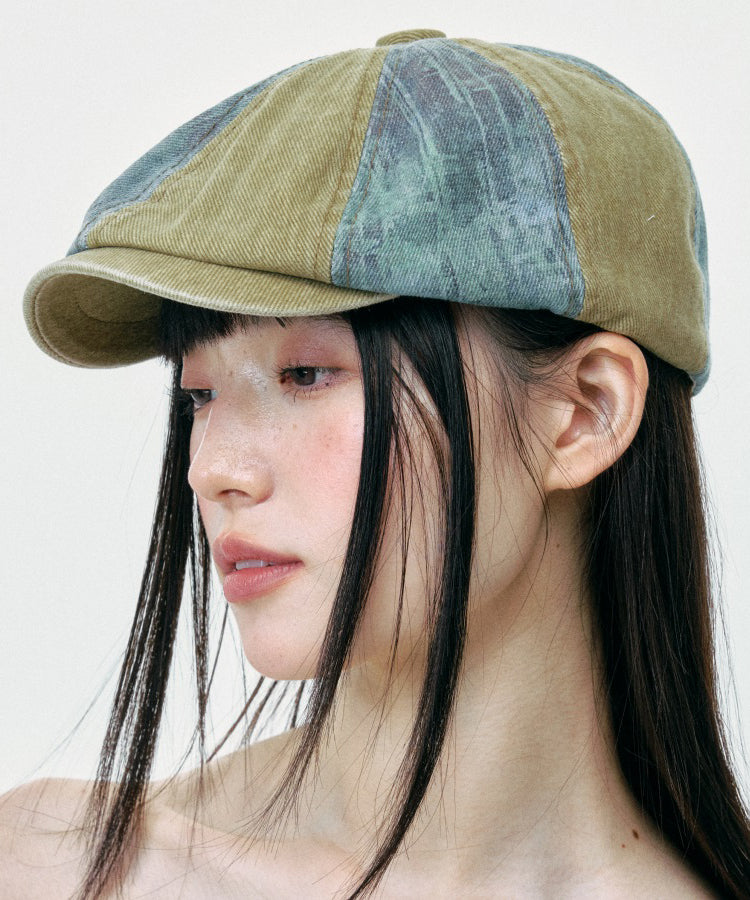 Colorblock Korean Version Denim Breton Hat