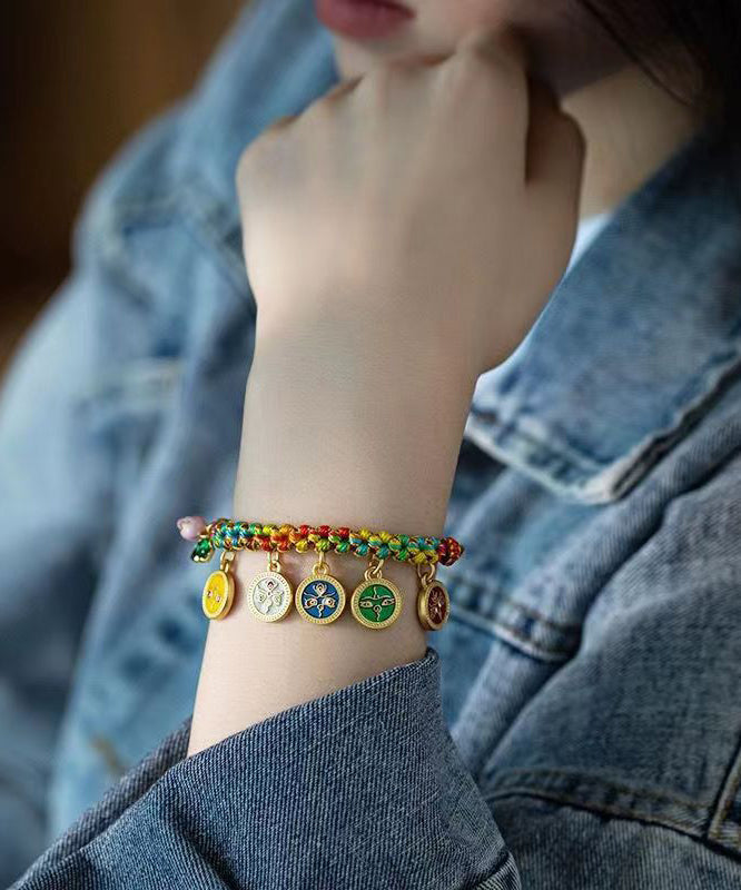 Colorblock Sterling Silver Overgild Tassel Charm Bracelet