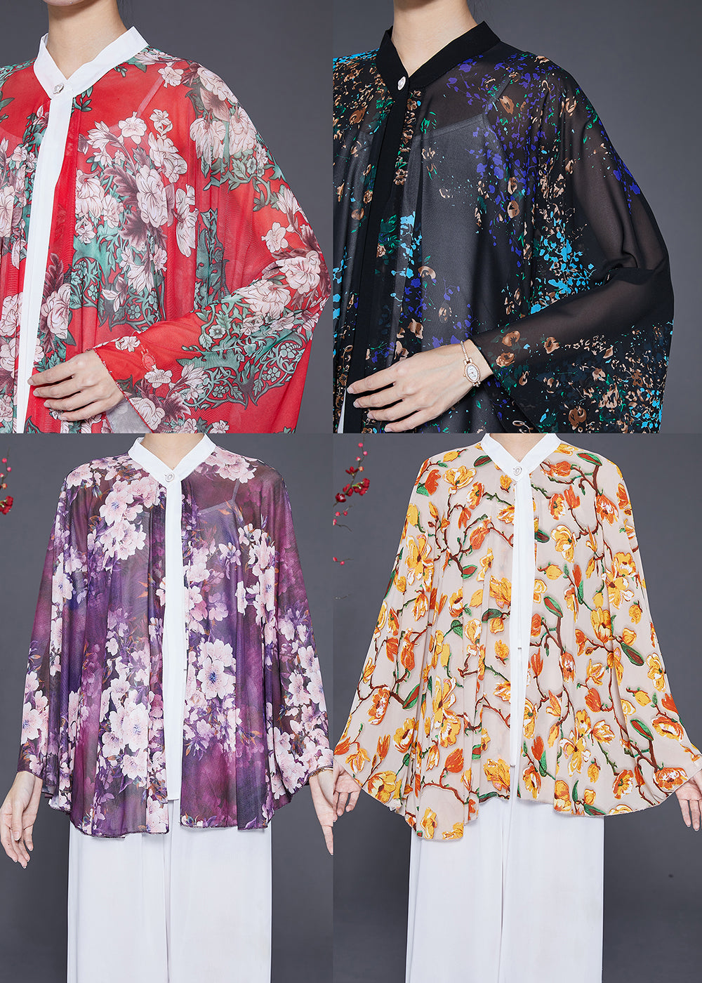 Diy Purple Oversized Print Chiffon Upf 50+ Smock Fall