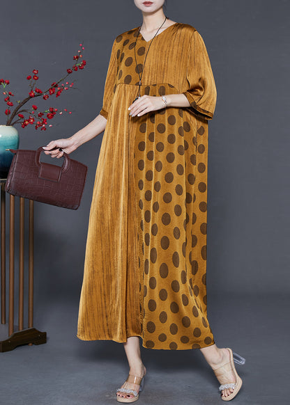 Diy Golden Oversized Patchwork Silk Maxi Dresses Summer