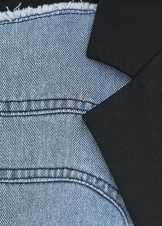Black Patchwork Button Pockets Fall Sleeveless Waistcoat